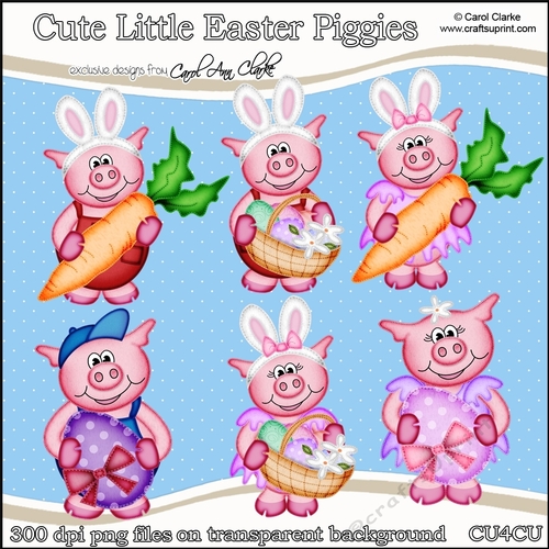 Cute Little Easter Piggies - CU4CU Digital Clip Art Set