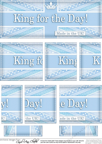 UK Shabby Flag King for the Day DL side stacker Topper