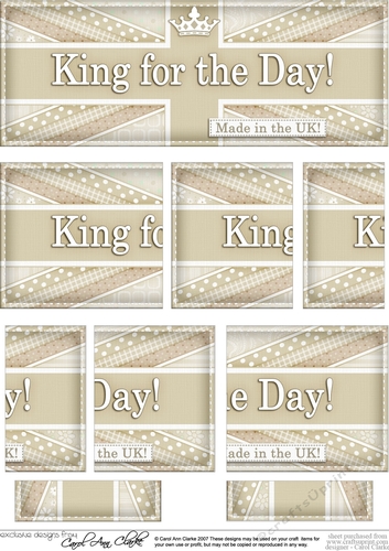 UK Shabby Flag King for the Day DL side stacker Topper