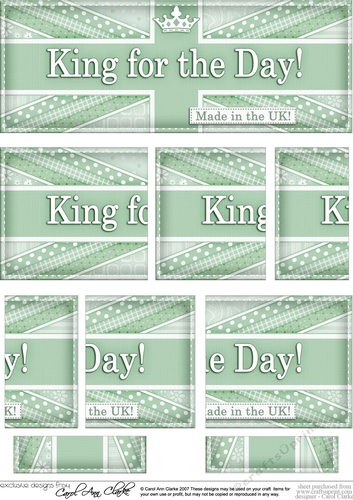 UK Shabby Flag King for the Day DL side stacker Topper