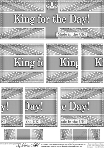 UK Shabby Flag King for the Day DL side stacker Topper