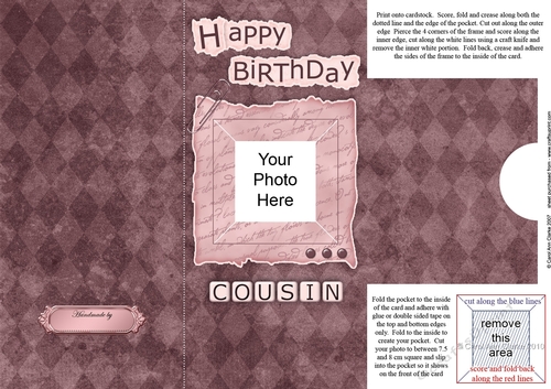 Add a Photo Birthday Cousin with easy fold frame