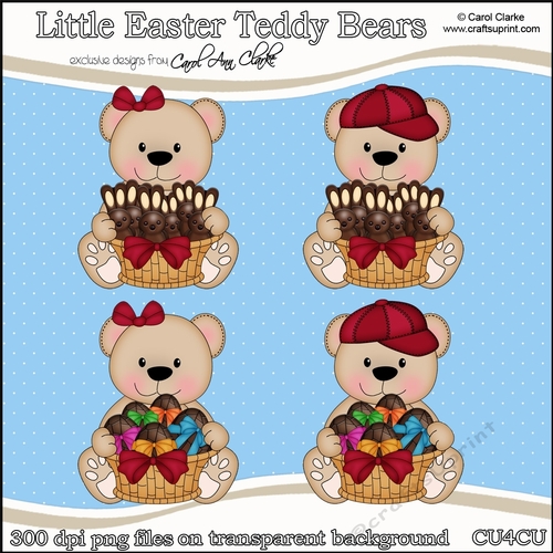 Cute Little Easter Teddy Bears - CU4CU Digital Clip Art Set