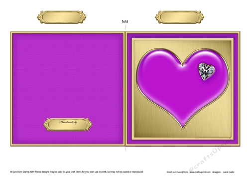 Romantic Enamel Heart - Cut and Fold Card 