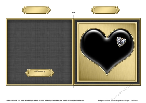 Romantic Enamel Heart - Cut and Fold Card 