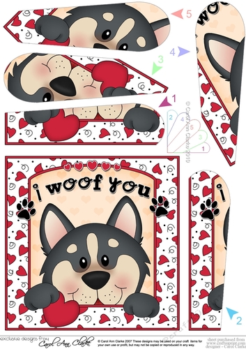 Fan Pyramage Topper - Love, Romance, Valentine- Little Husky Dog