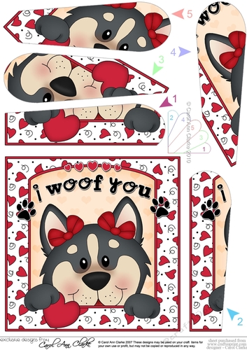 Fan Pyramage Topper - Love, Romance, Valentine- Little Husky Dog