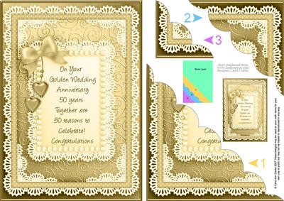 A5 Golden Wedding Quick Card Scalloped Corner Side Stacker