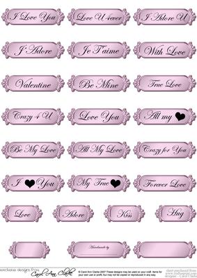 Metallic Love and Romance Greetings Text Plates