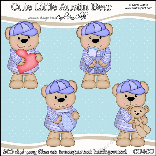 Cute Little Austin Bear - CU4CU Digital Clip Art Set