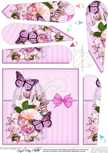 Pretty Flowers & Butterfly Birdcage Fan Pyramage Topper