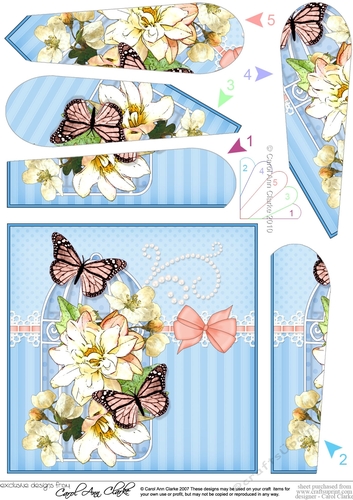 Pretty Flowers & Butterfly Birdcage Fan Pyramage Topper