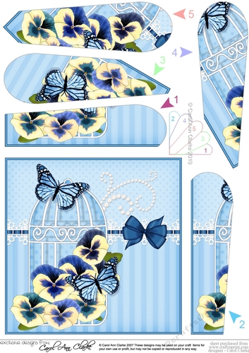 Pretty Flowers & Butterfly Birdcage Fan Pyramage Topper