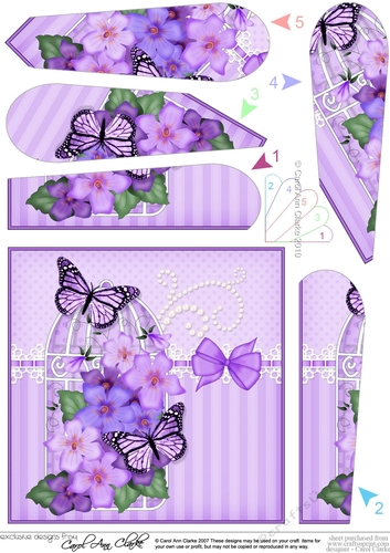 Pretty Flowers & Butterfly Birdcage Fan Pyramage Topper