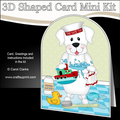 3D Shaped Card Kit - Bathtub Buddies - Little White Labrador Dog