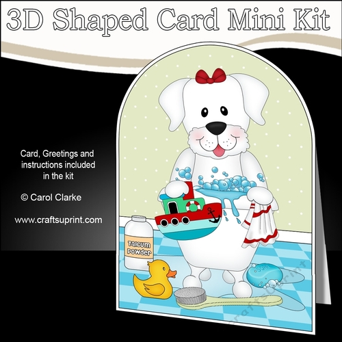 3D Shaped Card Kit - Bathtub Buddies - Little White Labrador Dog