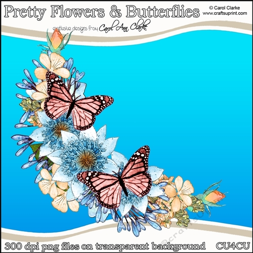 Pretty Flowers & Butterflies - CU4CU Digital Clip Art Set