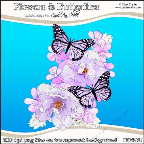 Pretty Flowers & Butterflies - CU4CU Digital Clip Art Set