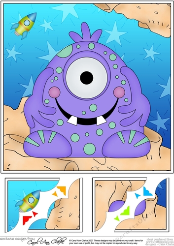 8 x 8 Cute Little Alien Scalloped Corner Topper