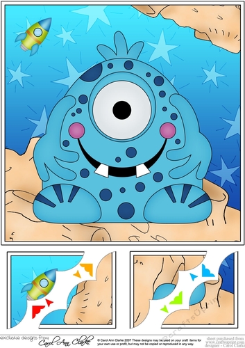 8 x 8 Cute Little Alien Scalloped Corner Topper