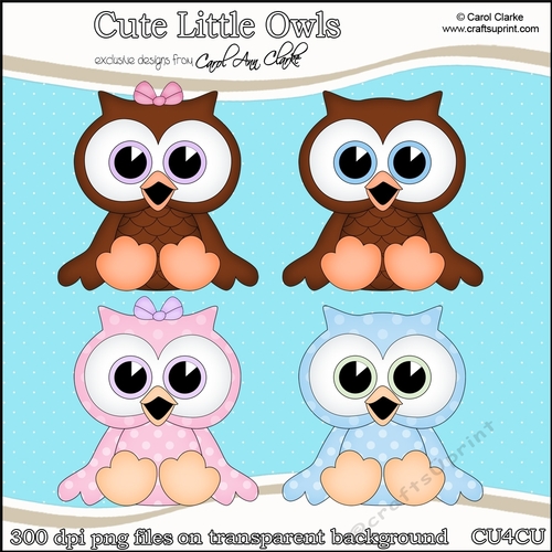 Birds - Cute Little Owls - CU4CU Digital Clip Art Set