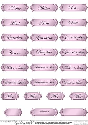 Female Metallic Relations Greetings Text Plates