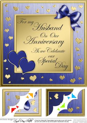 Husband Anniversary 8 x 8 Scalloped Corner Topper