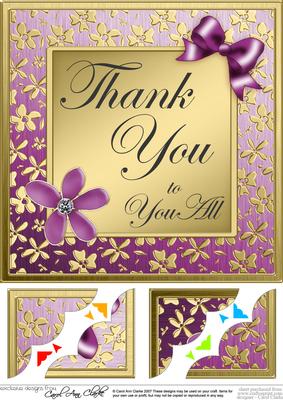 Floral Elegance Thank You 8 x 8 Scalloped Corner Topper