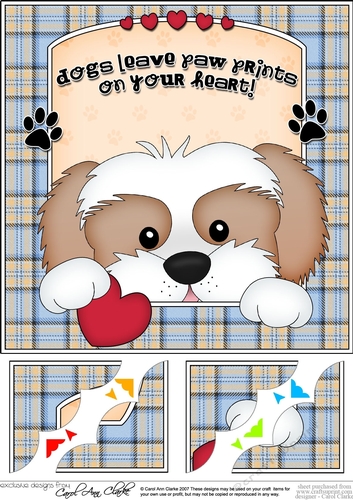 8 x 8 Scalloped Corner Topper - Dogs Leave Paw Prints - Cavachon Dog