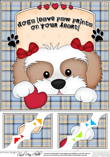 8 x 8 Scalloped Corner Topper - Dogs Leave Paw Prints - Cavachon Dog
