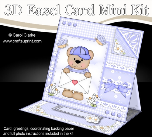 3D Easel Card Mini Kit - Cute Little Austin Bear