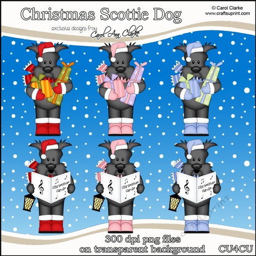 Christmas Scottie Dogs - CU4CU Digital Clip Art Set
