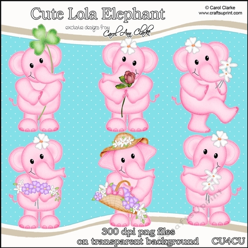 Cute Lola Elephant - CU4CU Digital Clip Art Set
