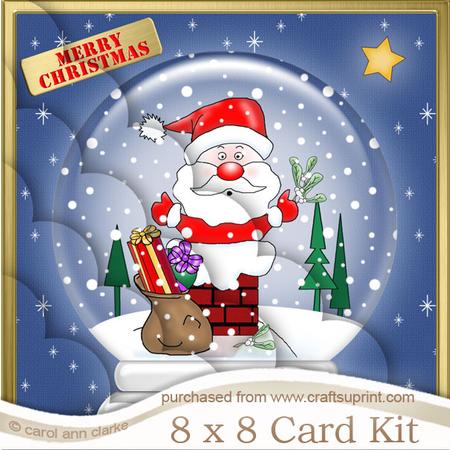 8 x 8 Santa Got Stuck Snowglobe Kit with Scalloped Corners