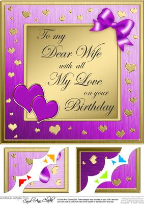 Wife Birthday 8 x 8 Scalloped Corner Topper