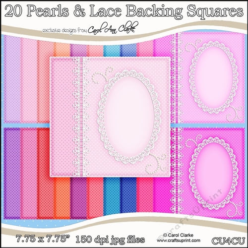 20 Pearls & Lace Backing Squares in pretty colours