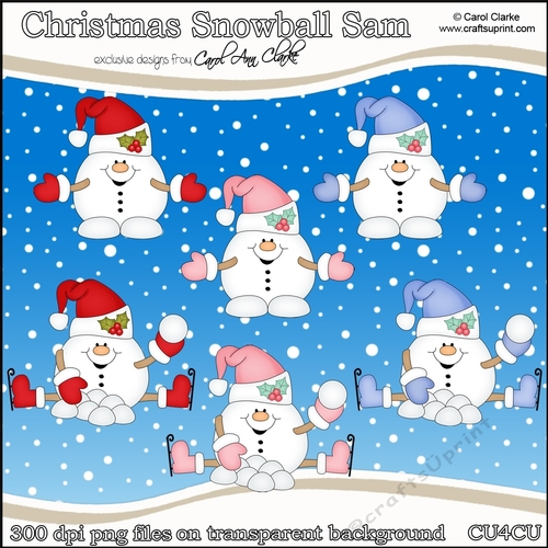 Cute Christmas Snowball Sam - CU4CU Digital Clip Art Set