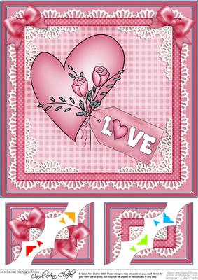Love Heart 8 x 8 Scalloped Corner Topper