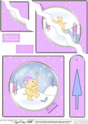 Baby Xmas Elephant Quick Card with Wavy Corner Side Stacker
