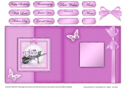 Flower Filled Wheelbarrow Fold Back Card