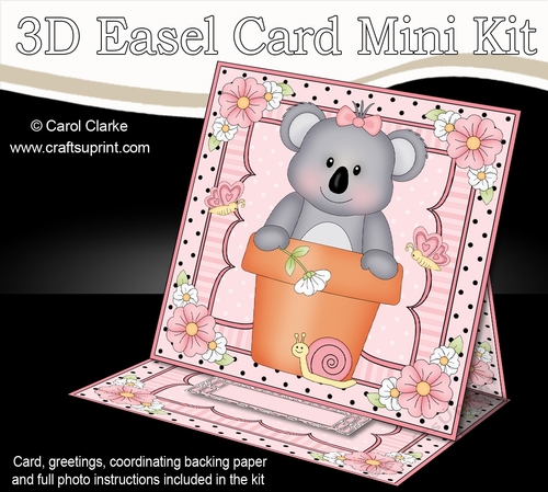 3D Easel Card Mini Kit - Flowerpot Friends - Cute Little Koala Bear
