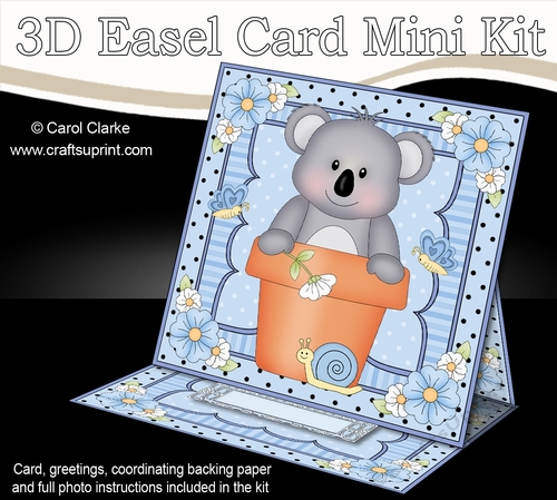 3D Easel Card Mini Kit - Flowerpot Friends - Cute Little Koala Bear