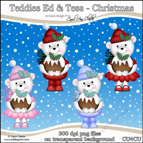 Teddies Ed & Tess - Christmas - CU4CU Digital Clip Art Set
