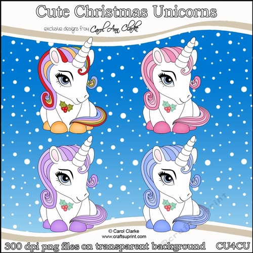 Cute Christmas Unicorns - CU4CU Digital Clip Art Set