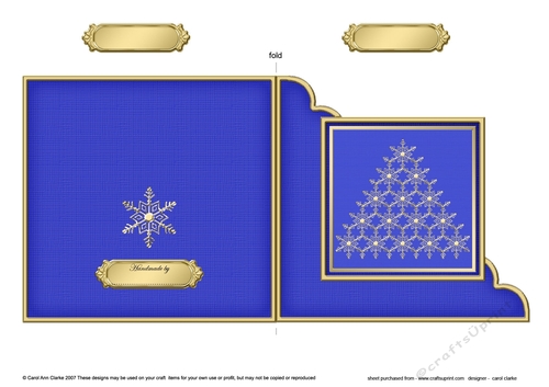 Christmas Snowflake Tree - Cut and Fold Corner Card 