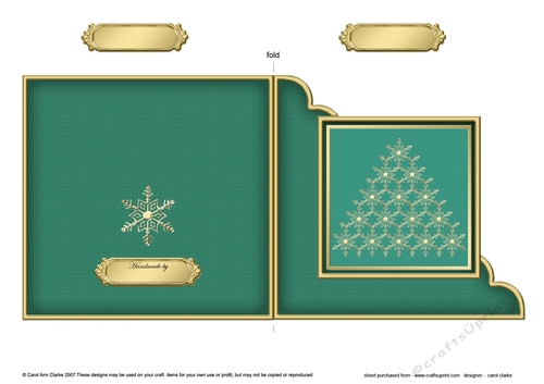 Christmas Snowflake Tree - Cut and Fold Corner Card 