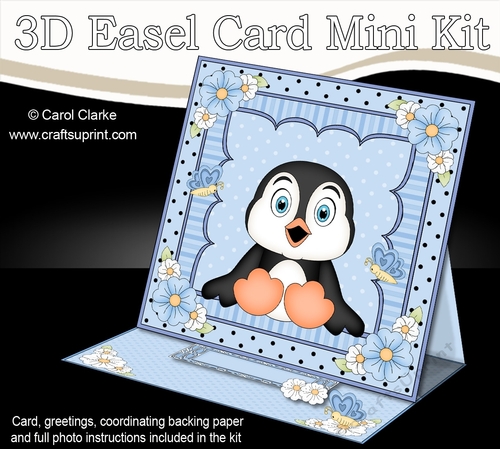 3D Easel Card Mini Kit - Cute Little Penguin