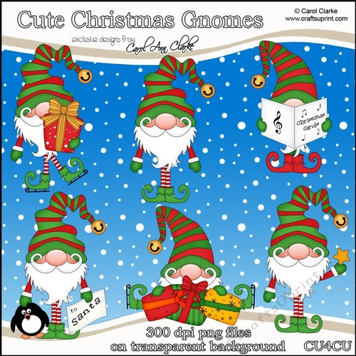 Cute Christmas Gnomes - CU4CU Digital Clip Art Set