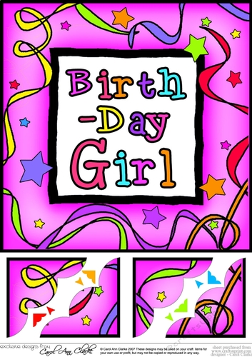 Birthday Girl- 8 x 8 Scalloped Corner Topper 