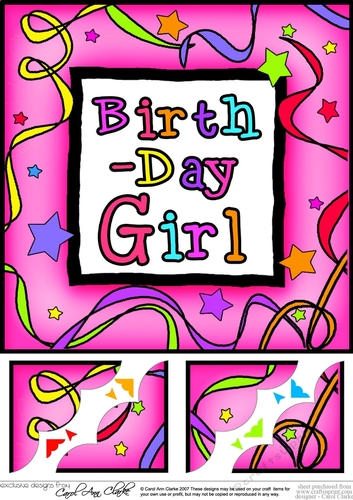 Birthday Girl- 8 x 8 Scalloped Corner Topper 